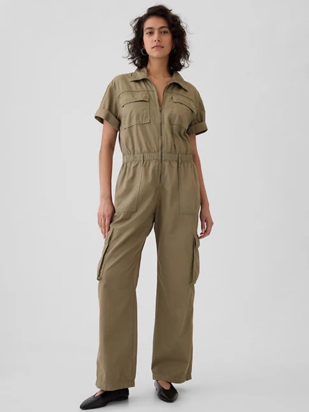 NWT Gap Khaki Utility Jumpsuit 10